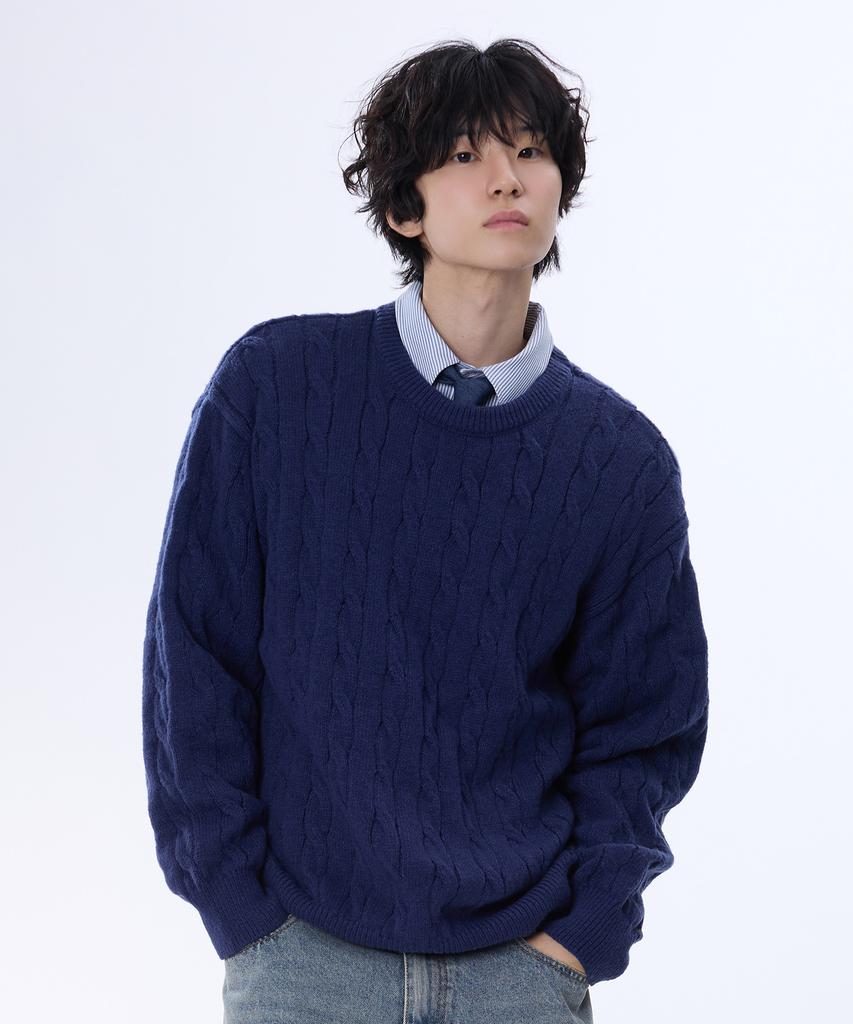 Yosemiti Cable Knit Navy Ykm-105