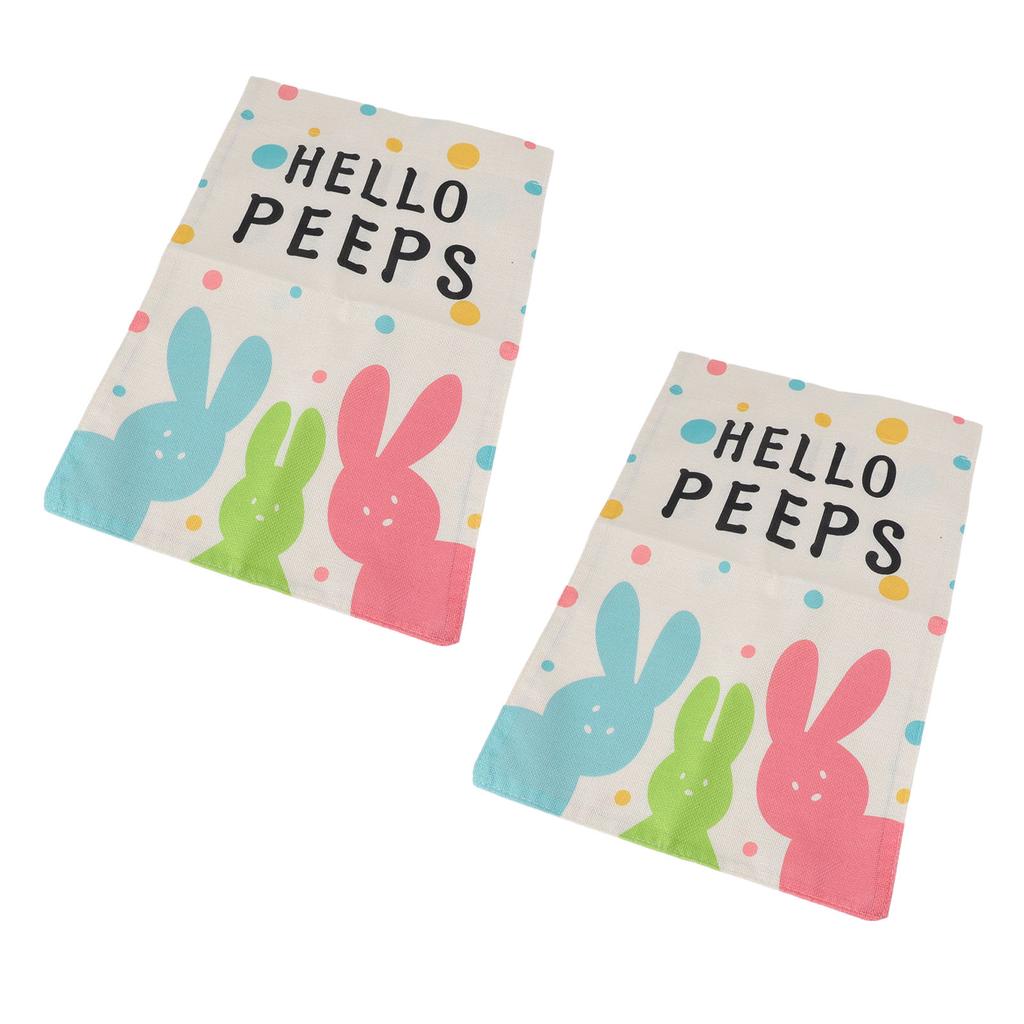 2Pcs Easter Garden Flag Polyester Weatherproof 2 Sided Decorative Bunny Yard Flag for Patio Terrace