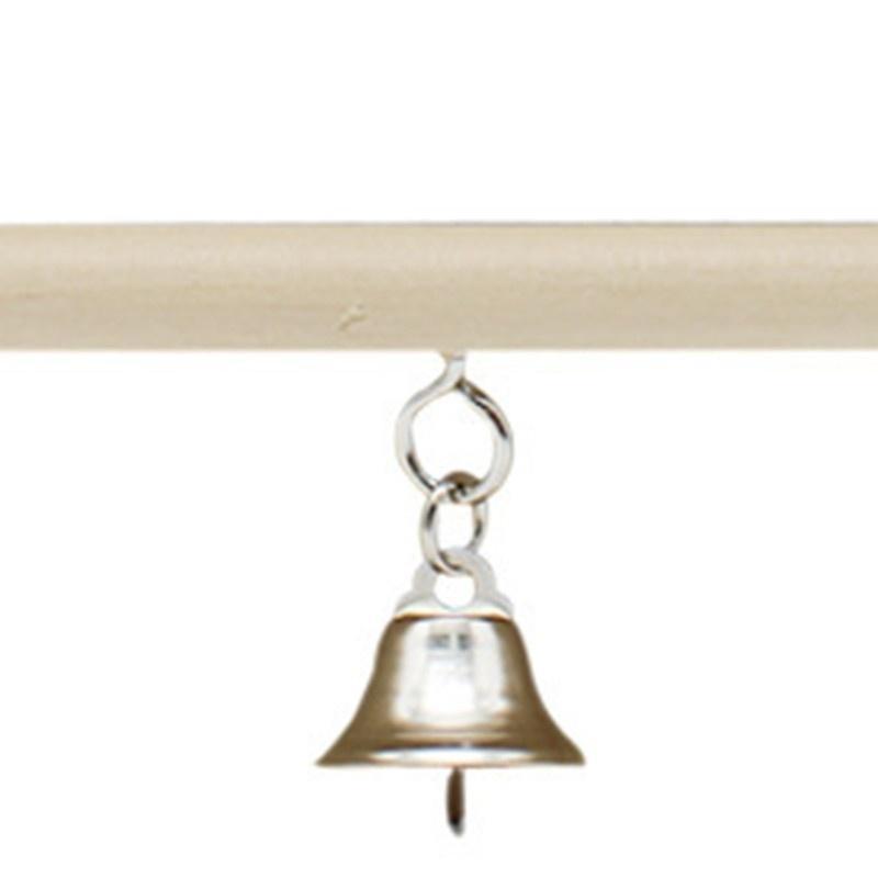 Schaukeltrapez aus Holz mit Glocke, Vogelkäfig, Wellensittich, Kanarienvogel, Spielzeug, 12 cm x 13 cm