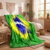 Brazil National Football Team Print Flannel Blanket Soft Warm Sofa Bed Throw Blanket For Home Office Bedroom