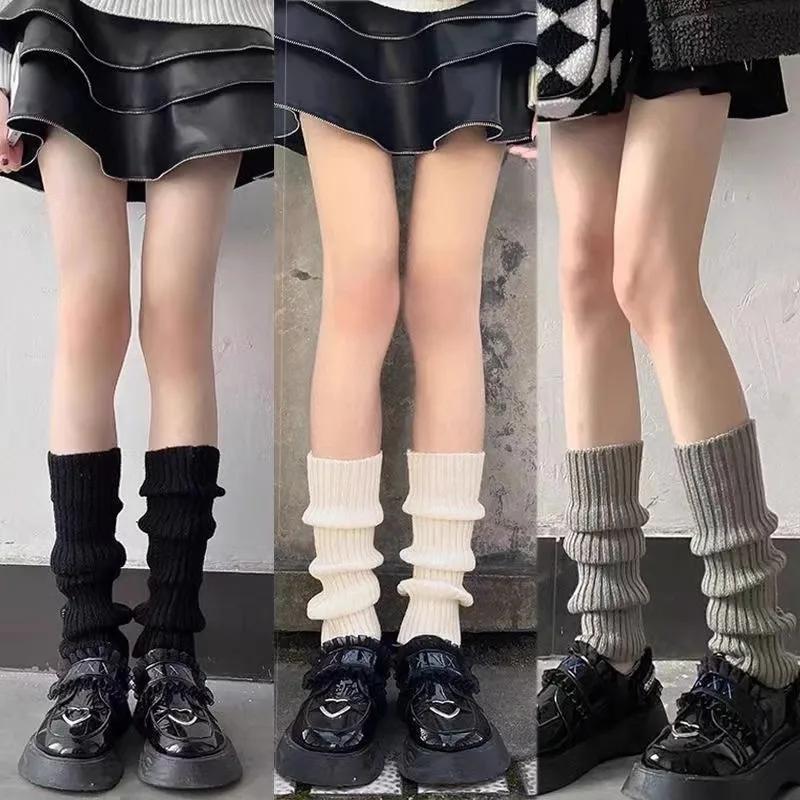 5 Pairs Lolita Leg Warmers Women's Knitted Warm Foot Cover Warmer Ladies Autumn Winter Crochet Long Socks