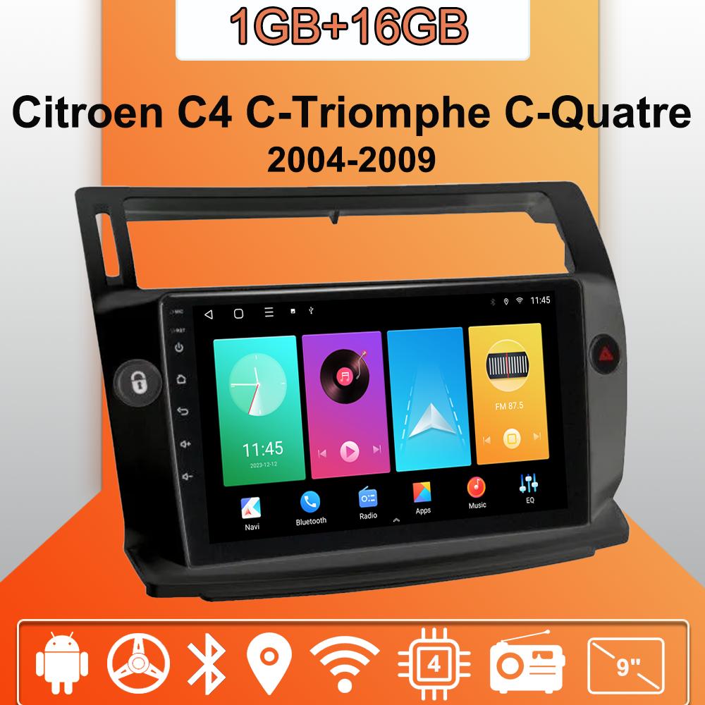 Autoradio Android Auto Carplay Für Citroen C4 C-Triomphe C-Quatre 2004-2009 Multimedia-Player Kopfeinheit Stereo GPS-Navigation BT WIFI 1+16GB