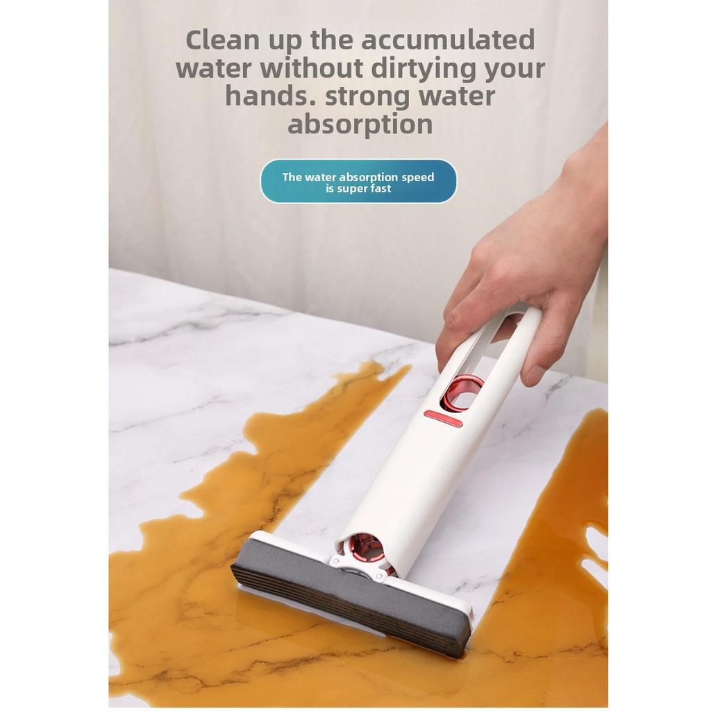 Mini Foldable Handheld Sponge Mop, Hands-Free Self Squeeze Multifunctional Absorbent Cleaning Mop for Desktop Bathroom Gap Household Use