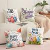 Happy Easter Bunny Cushion Cover Short plush Doublesided Print Square Throw Pillow Covers Sofa Home Cushion Decor