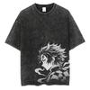 Hot Anime Demon Slayer Kamado Tanjirou Graphic Print T Shirt Men Manga Tshirts Washed Cotton T-shirt Harajuku Male Vintage Tee