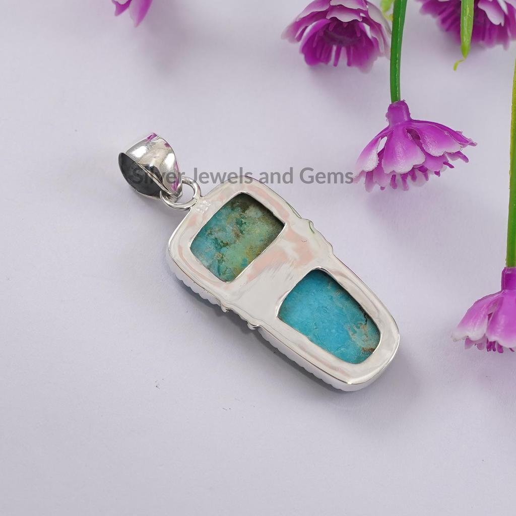 Arizona Turquoise Pendant: 925 Sterling Silver, December Birthstone