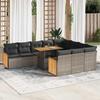 VidaXL 11-piece Garden Sofa Set and Cushions Rattan Acacia, Outdoor Sofa Set, Garden Lounge, 3327763