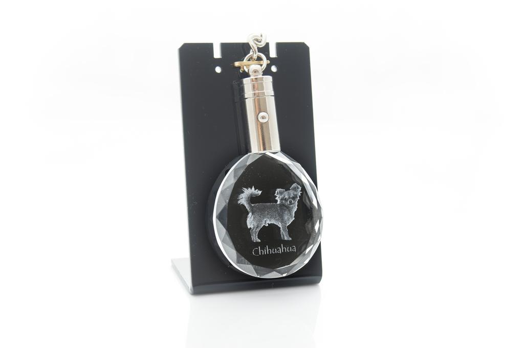 Chihuahua długowłosy - zawieszka ze zdjęciem psa, kryształowy brelok w pudełku prezentowym, wyjątkowy prezent od Art-Dog
