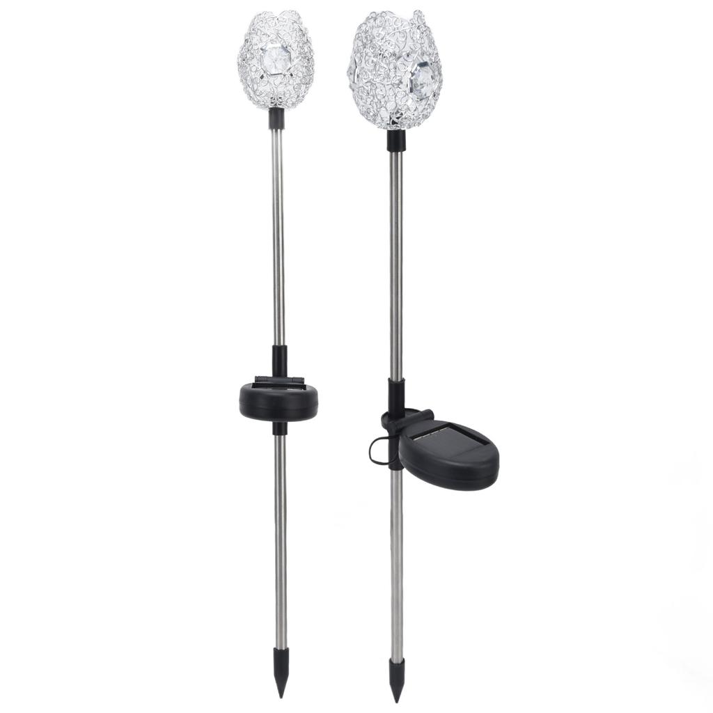 2Pcs Garden Solar Lights LED RGB Fast Charging Petal Design Easy Installation Outdoor Solar Lights