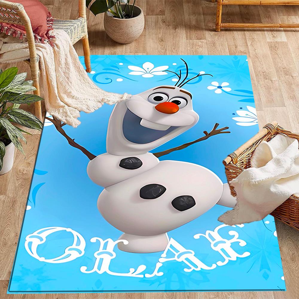 Frozen Olaf Cartoon Theme Non-Slip Rug - Made of Polyester, Suitable for Home Décor, Bedrooms, Living Rooms, Entryways, and Studios.