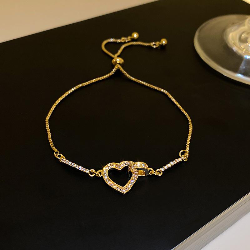 Women Gold Plated Rhinestone Zircon Bracelet Simple Sparkling Jewelry Birthday Gift