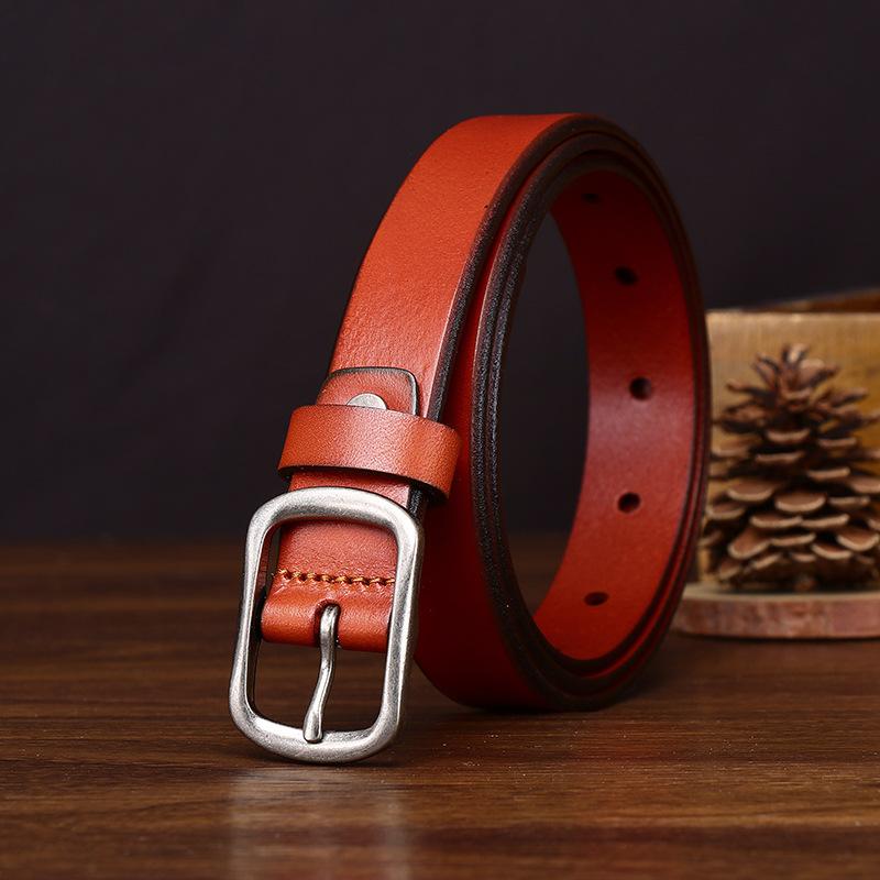 2.3Cm Wide Retro Casual Leather First Layer Cowhide Belt Women'S Fashion Simple Versatile Jeans Belt Women'S