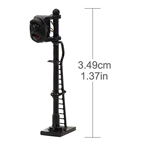 Traffic Signal Lights, 2-Light Type, Black Metal Light Post, 3-Pack, 1/150 Scale, for Railway Models, Building Models, Dioramas, Education, DIY