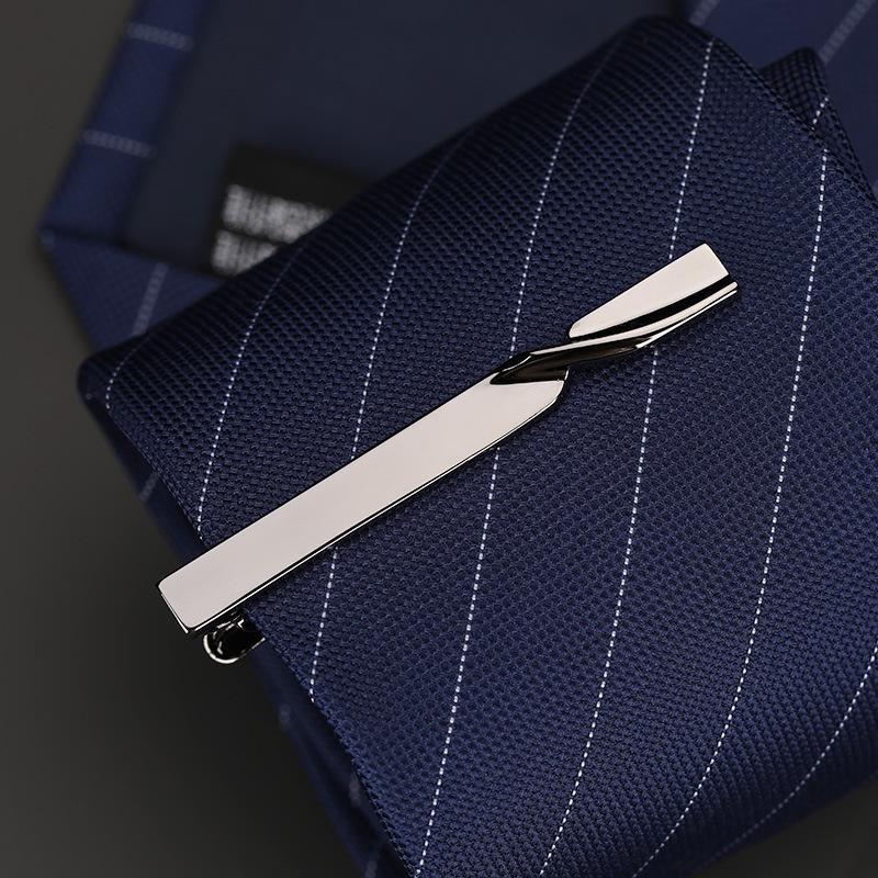 Men'S Tie Clip Men'S Simple Silver Metal Business Wear Fashion High-End Accessories Professional Men'S Pin
