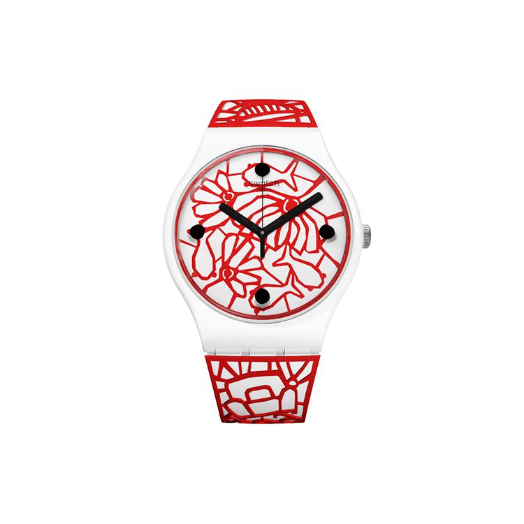 SWATCH Women s 41mm White Watch SUOZ259C SUOZ259C Red White