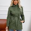 Kapuzen-Trenchcoat für Damen Frühling und Herbst Freizeitjacke Übergröße Locker Geschnittene Jacke Einfarbig Langärmelig Kapuzen-Trenchcoat