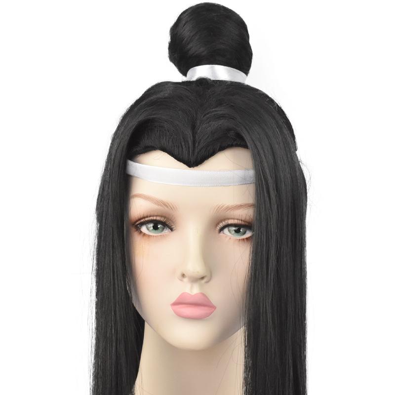 Peruca mágica cos, pico de beleza fantasia antiga cosplay cabelo preto longo liso