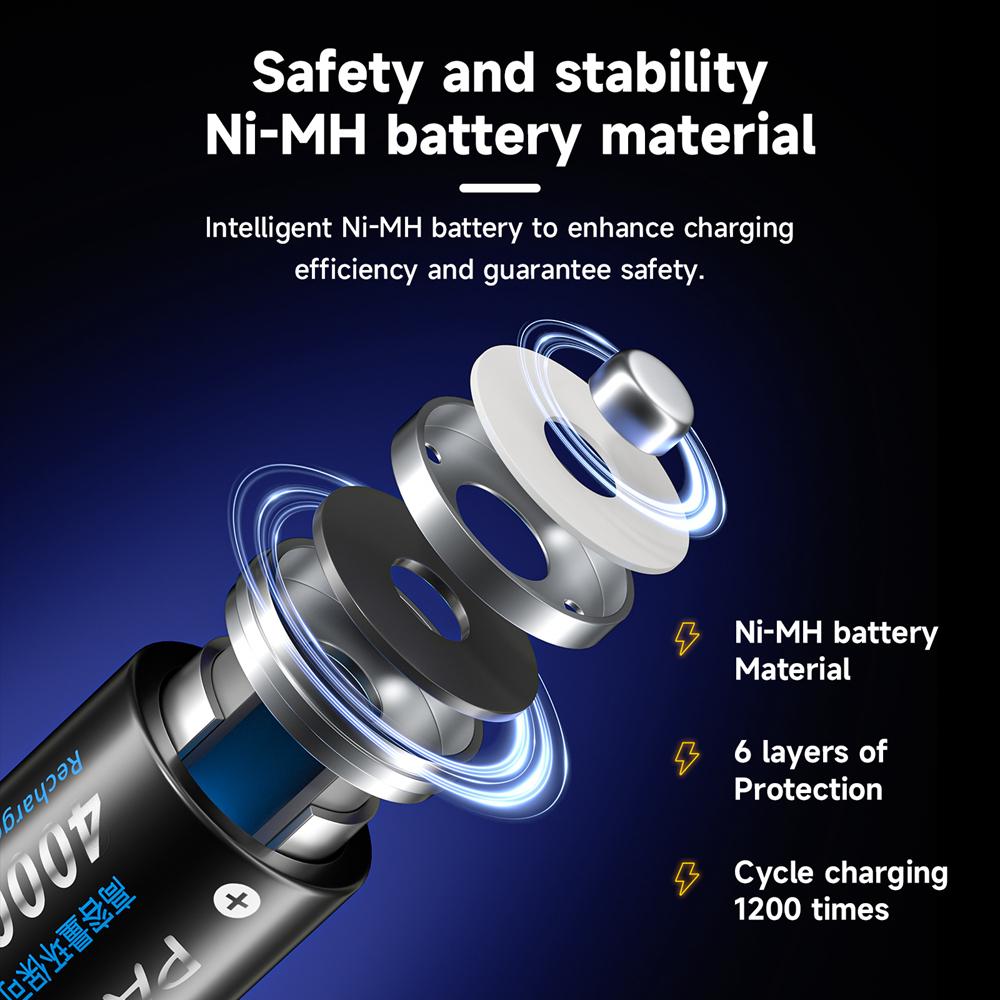 PALO 1.2V Ni-MH Rechargeable Battery C Cell 4000mAh (R14 LR14) with 8 Slot LCD Charger