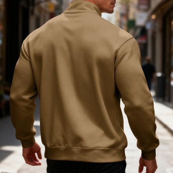Men Quarter Zip Sweatshirt Mock Neck Fleece Lined Pullover Solid Color Loose Casual Warm Sweatshirt for Winter Sports Street Party Wear