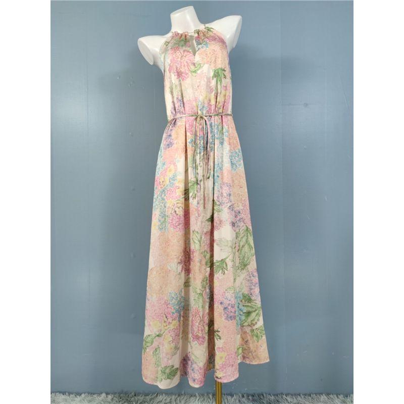 Export H Home Suspenders Exquisite Print Smooth Fabric High Quality Sleeveless Loose and Elegant Beautiful All-Match Dress