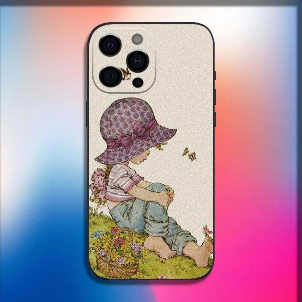 S-Sarah Kay Pattern Phone Case For iPhone 16,15,14,13,12,11,Pro,X,XS,Max,XR,Plus,Mini Soft Black Cover