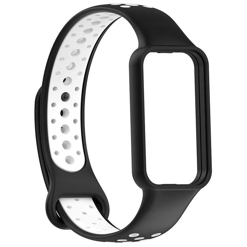 

For Huami Amazfit Band 7 Dual Color Silicone Smartwatch Band Replacement Wrist Strap Blue/White