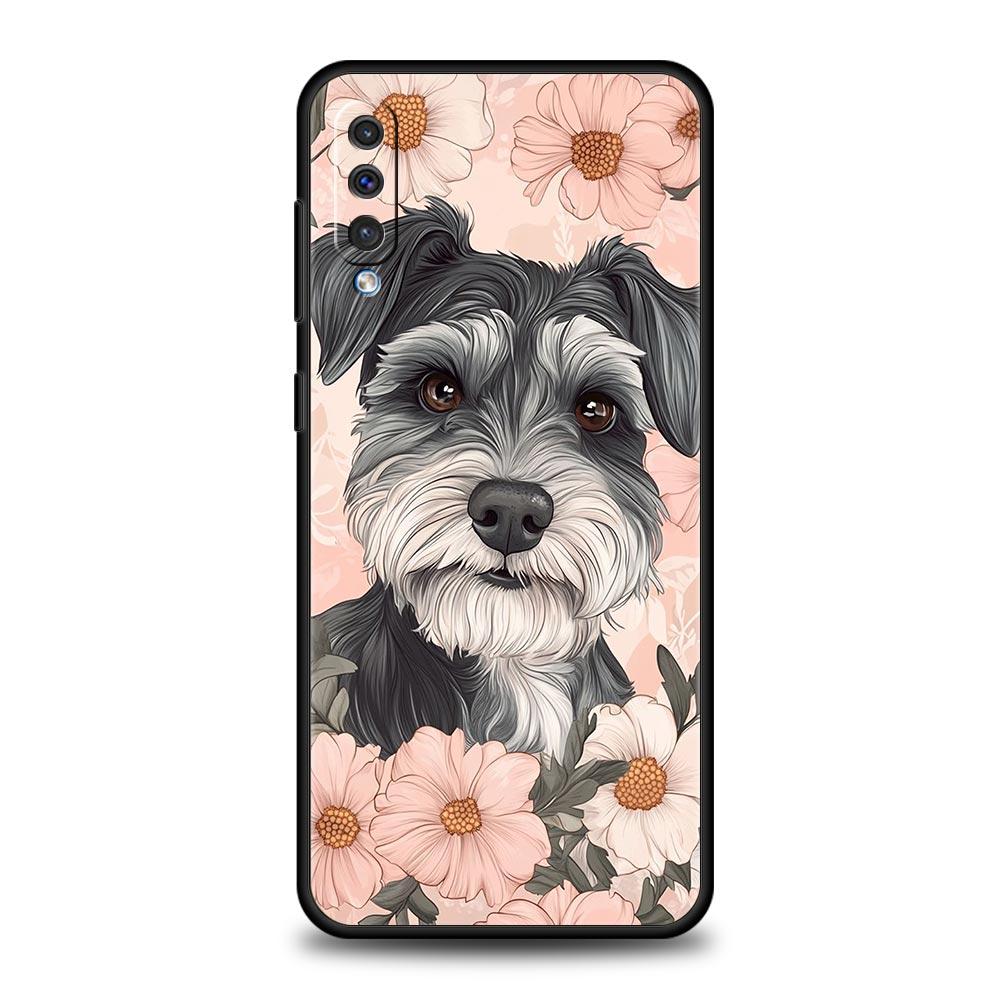 Cartoon Schnauzer Dog Phone Case For Samsung A54 A52 A24 A14 A50 A70 A10 A40 A20S A20E A06 A12 A22 A34 A42 A32 5G A04s A16 Cover