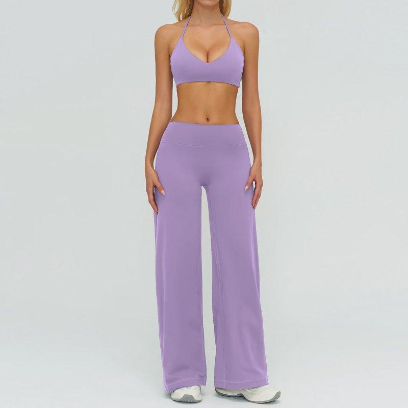 Women's Tracksuit Fitness Suit Two Piece Yoga Sets Women Sportswear Workout Sports Bra High Waist Flared Pant Gym Clothing