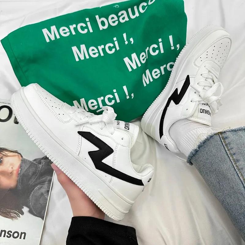 New Shoes Female PU Women's Vulcanize Shoes Outdoor Women Sneakers Lace Up Mixed Colors Low Heel Women's Casual Shoes