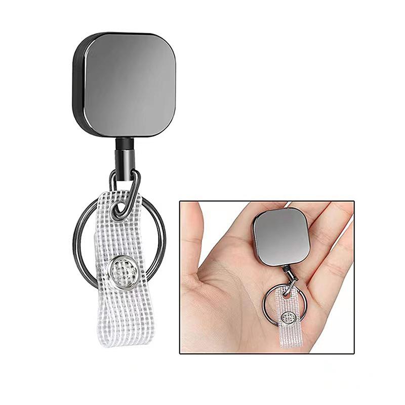 1Pc 680Mm Reinforced Steel Wire Cord Heavy Duty Metal Retractable Carabiner Keychain Belt Badge Reels Clip