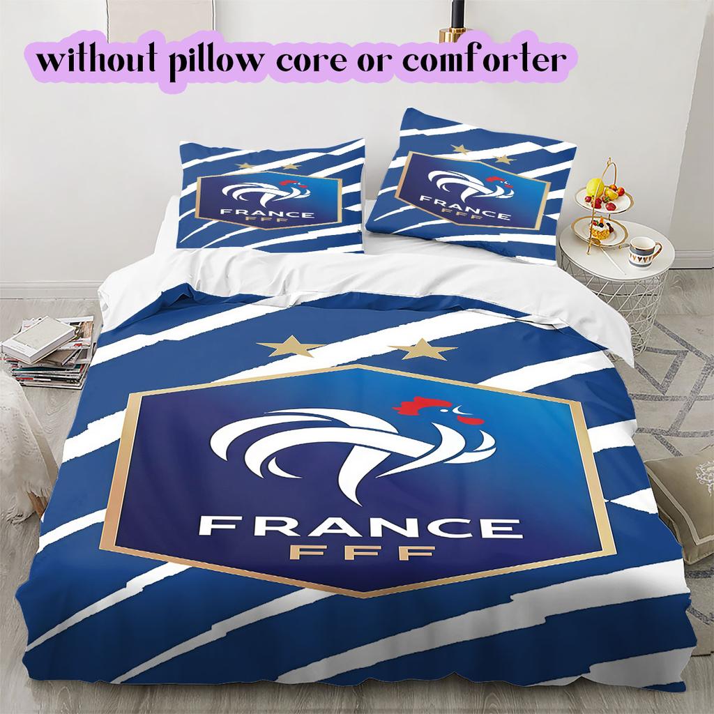 France Football Soccer Pattern Bedding,Quilt Set Quilt Cover Pillowcase Home Birthday Gift (1*duvet Cover+2*pillowcase,without Core)