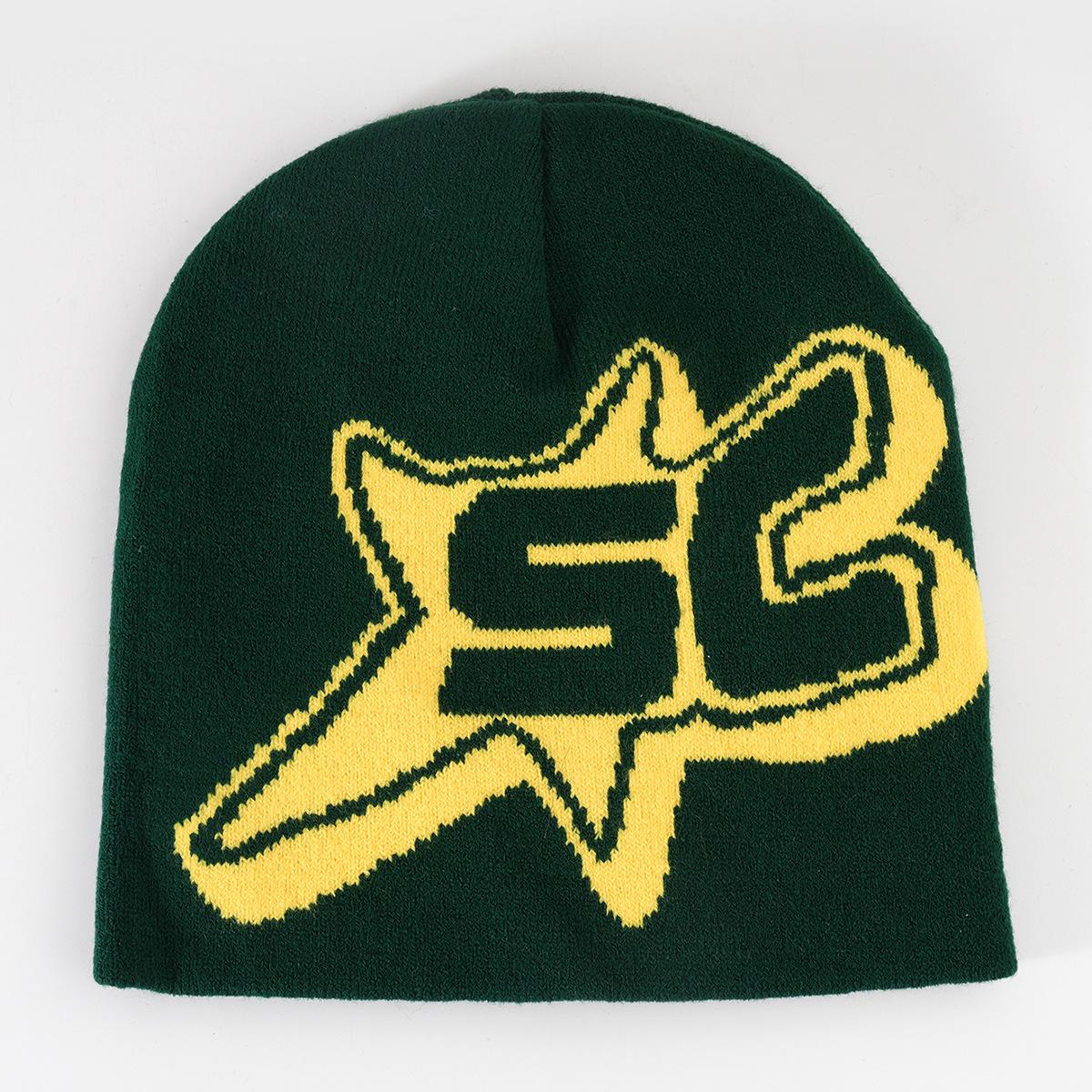 

Унисекс Вязаная шапка с буквенным узором - Модный хип-хоп стиль для весны и осени M (56-58 cm) зелёный