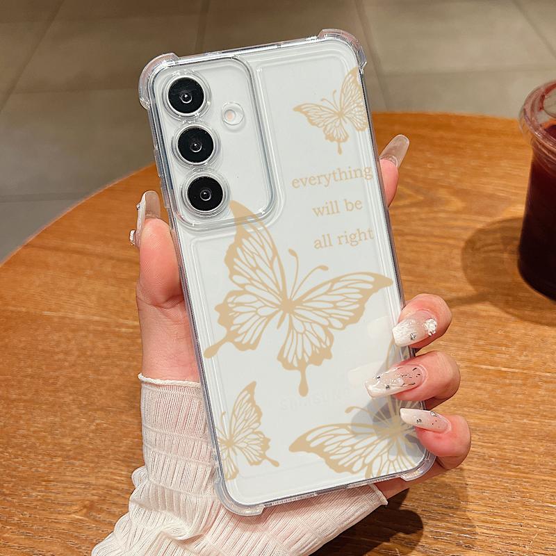 Simple Butterfly Print Phone Case For Samsung Galaxy A57 A37 A17 A56 A16 A55 A36 A26 A15 A35 A54 A53 Clear Shockproof Soft Cover