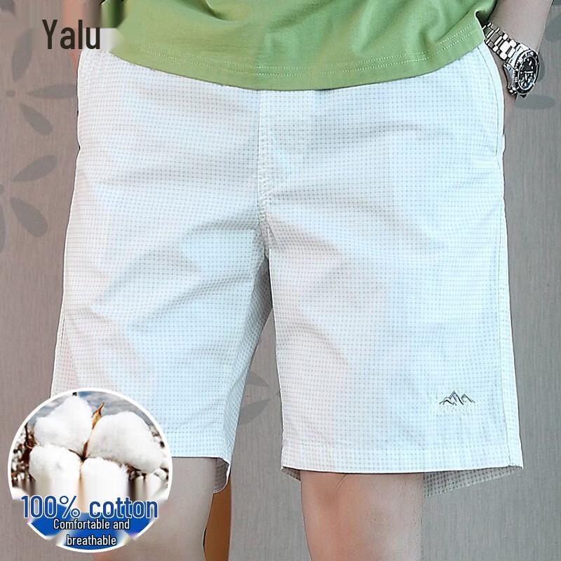 Yalu Men s Plaid Casual Cotton Shorts 3XL