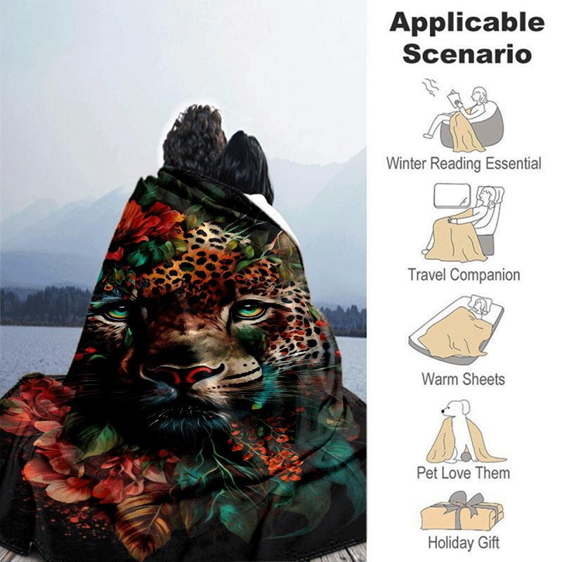 1pc Leopard Printing Lightweight Flannel Blanket, Comfortable and Warm Blanket, for Camping Sofa Bed and Couch Office, In All Seasons