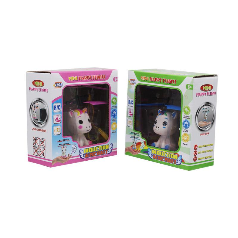 Induktions-Einhorn-Hubschrauber-Spielzeug-Aufhängung, fallfestes Kinder-Induktions-Flugzeug-Spielzeug
