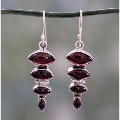 Vintage Round Oval Inlaid Red Stone Earrings Geometric Creativity Silver Color Dangle Earrings for Women Jewelry