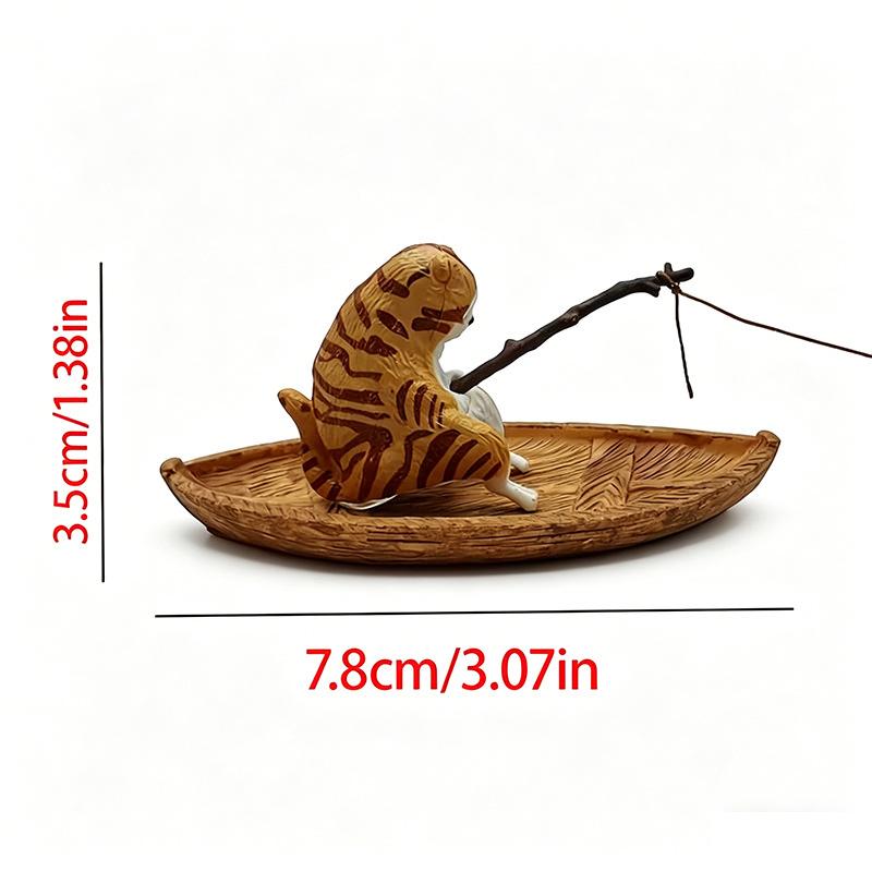 1Pcs High Quality Resin Durable Fish Tank Decor Marine Theme Creative Cat Fishing Boat Aquarium Ornament