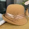 Curled Fashion Versatile Bucket Hat Women'S Elegant Diamond Buckle Decorative Wool Knitted Basin Hat Autumn And Winter Warm French Top Hat