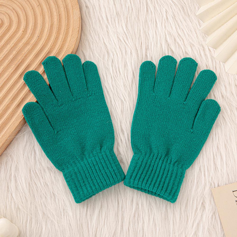 Touchscreen Solid Color Plus Velvet Gloves - Open Five-Finger Hand-Knitted Winter Warmth for Men and Women