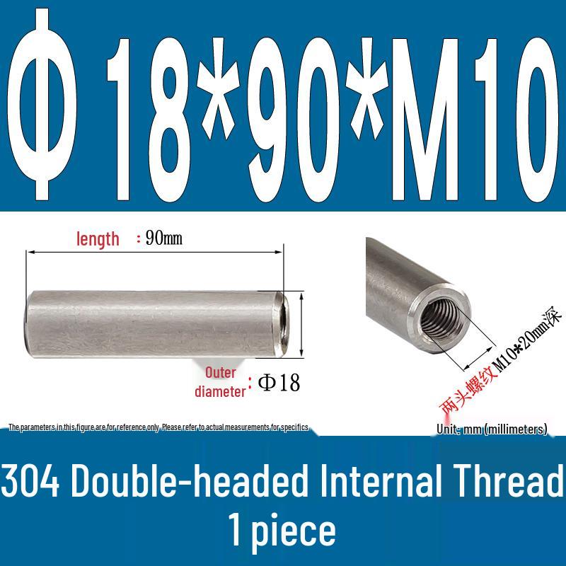 Stainless Steel 304 Double-Ended Threaded Cylindrical Guide Pin with Dual-End Holes