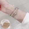 PANJBJ 925 Silve Beads Letters Bracelet for Women Girl Gift Punk Good Luck Simplicity Jewelry