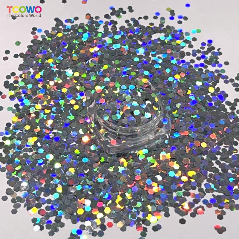 One Size Glitter 1mm 2mm 2.5mm Sequins Hexagon Shaped Sequins Single Size Holographic Chunky Glitter