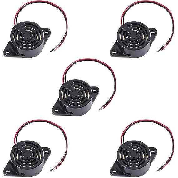 UMLIFE 10 шт. Активный пьезоэлектронный зуммер DC 3-24 В, 90 дБ, звуковой сигнал, тревожный звонок, непрерывный звук (черный) 5PCS