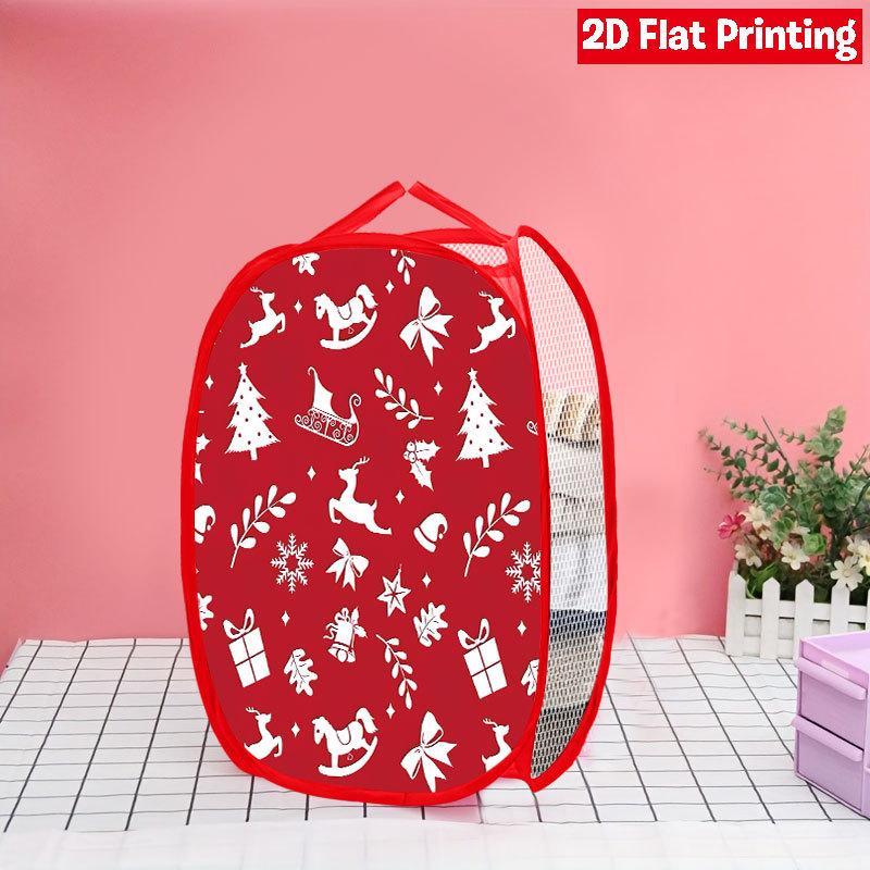 1Pcs Christmas Red Black Plaid Snowman Pop-Up Laundry Hamper Expandable Mesh Hamper Basket for Room Bedroom Bathroom Organization Contemporary Storage
