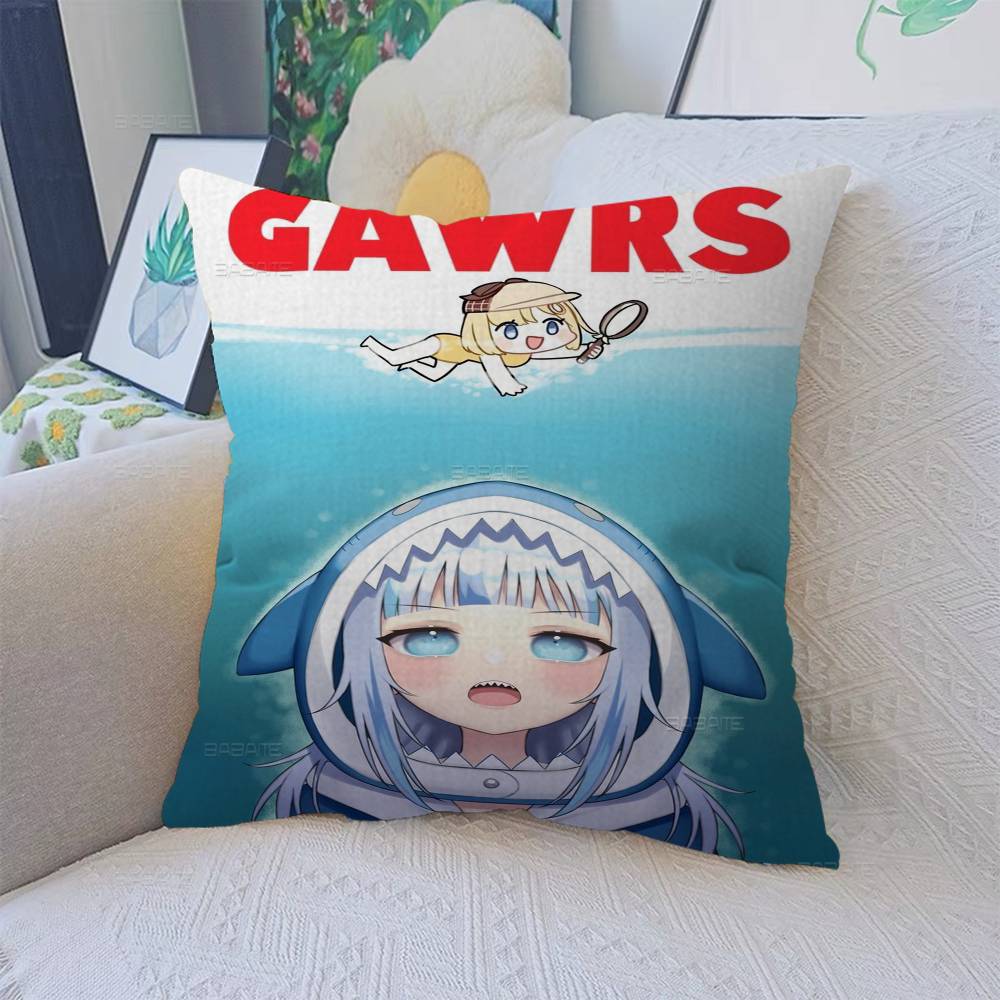 Gawr Gura Kawaii Cushion Cover Pillow Cover Decor Pillowcase Printed Cushion Case for Couch