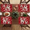 4/6pcs Reindeer Ho Ho Ho Placemats,Christmas Decor, 30.48x45.72 cm,Washable,Kitchen Dining Coffee Table Decoration Home, Party
