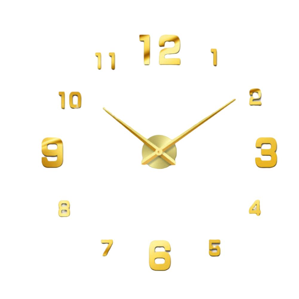 

Large Decorative 3D DIY Mirror Wall Clock Non Ticking Movement Adjustable Size 80 to 120CM for Living Room Office золотой