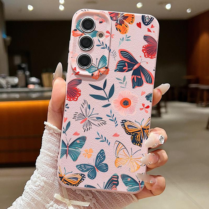 

Butterfly Patterned Phone Case For Samsung Galaxy A57 A56 A55 A37 A17 A36 A16 A15 5G A35 A26 A25 A54 Soft Leather Texture Cover Galaxy A17
