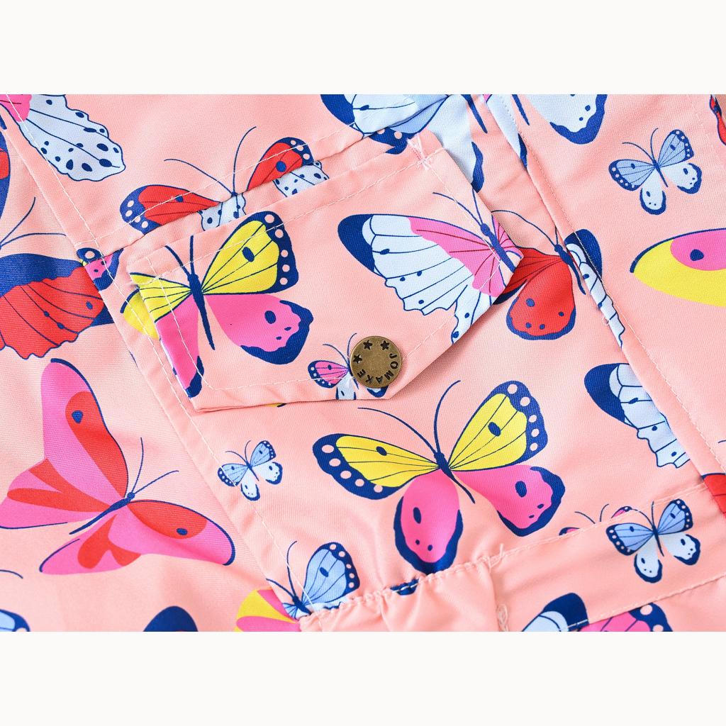 Fall Girls Butterfly Print Waist Jacket Girls Double Layer Hooded Zipper Shirt Fashion Windbreaker Jacket